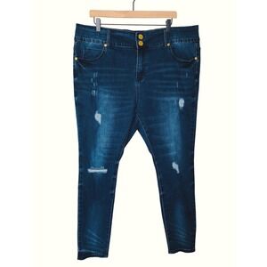 Chic Denim‎ Asha High Rise Skinny Jeans Women's Size 16 Dark Wash Ripped